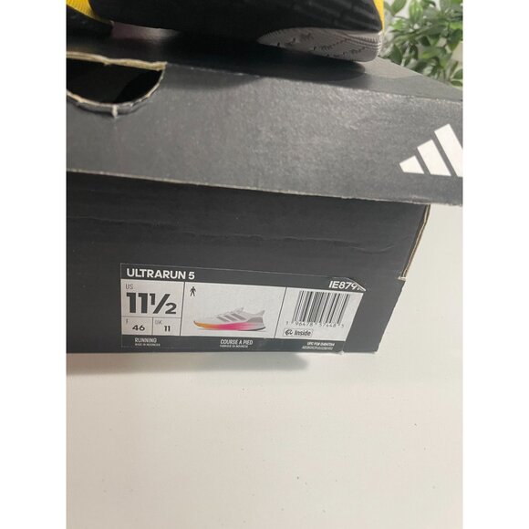 Adidas Ultrarun 5 Running Shoes White/Pink/Yellow US 11.5 Mens Lightweight - Picture 12 of 16